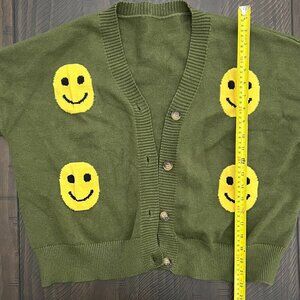 Smiley Face Olive Green Sweater